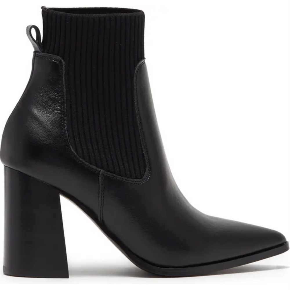 Steve Madden Black Leather Sock Ankle Boots